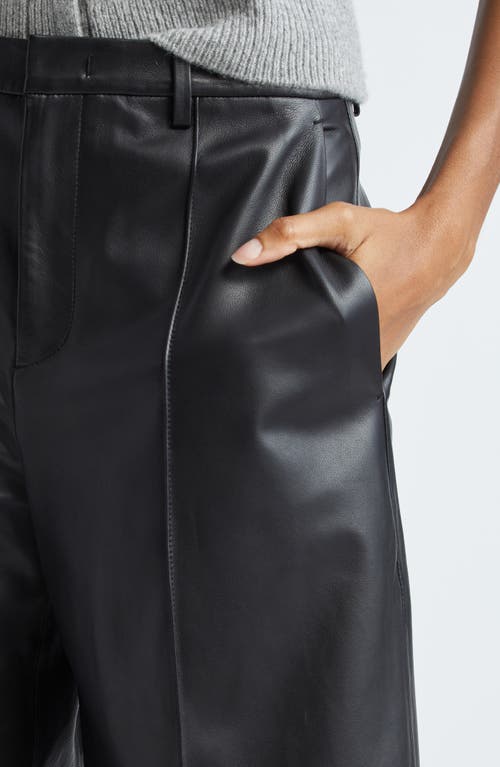 Shop Vince Leather Bermuda Shorts In Black