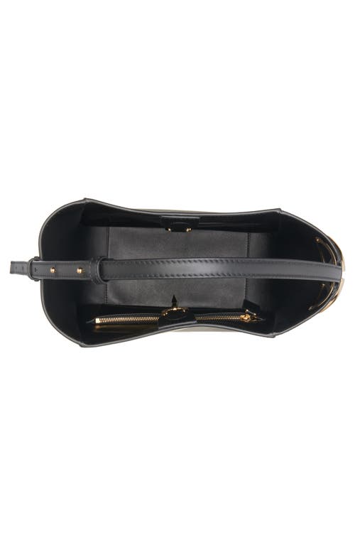 Shop Valentino Garavani Vlogo Leather Bucket Bag In 0no Nero