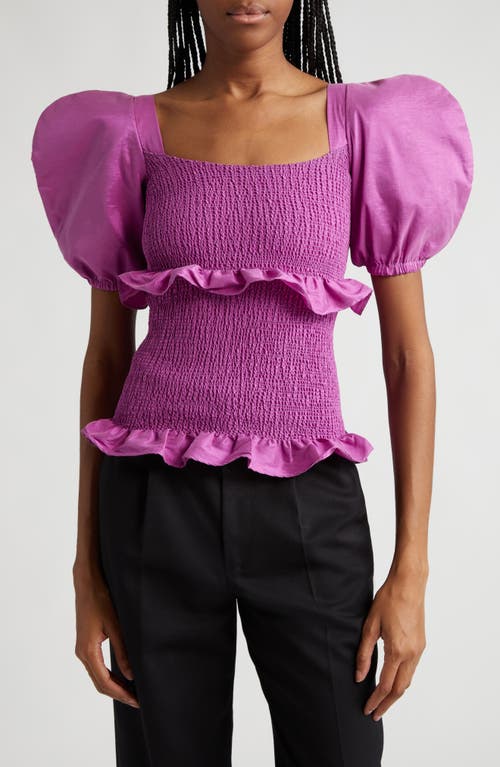 Nama Smocked Puff Sleeve Top in Orchid Pink