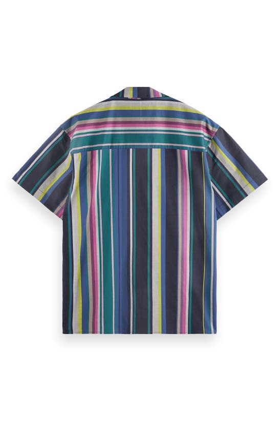 Shop Scotch & Soda Multicolor Stripe Camp Shirt In Black Multi Stripe