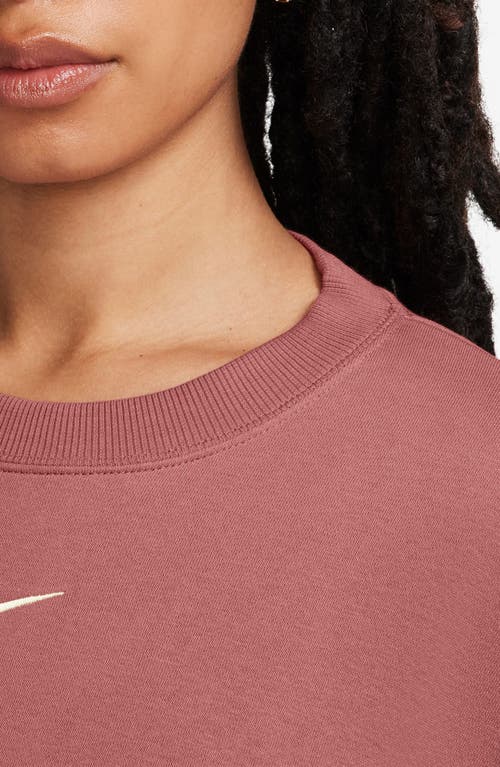 Shop Nike Phoenix Fleece Crewneck Sweatshirt In Canyon Pink/sail