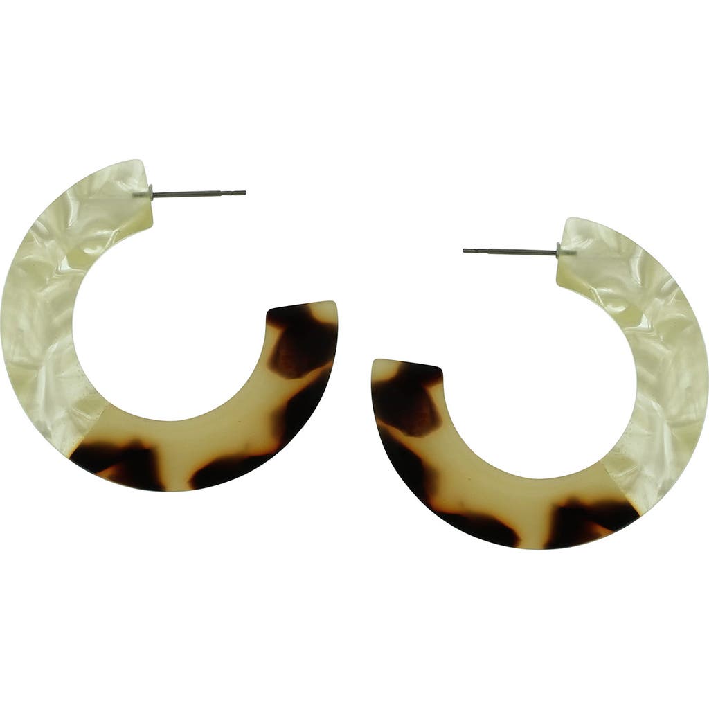 Olivia Welles Drew Mixed C Hoop Earrings In Brown/ivory