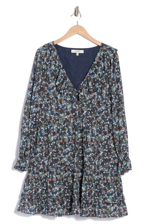 Joie Adanson Floral Long Sleeve Cotton Minidress In Navy Blazer Multi