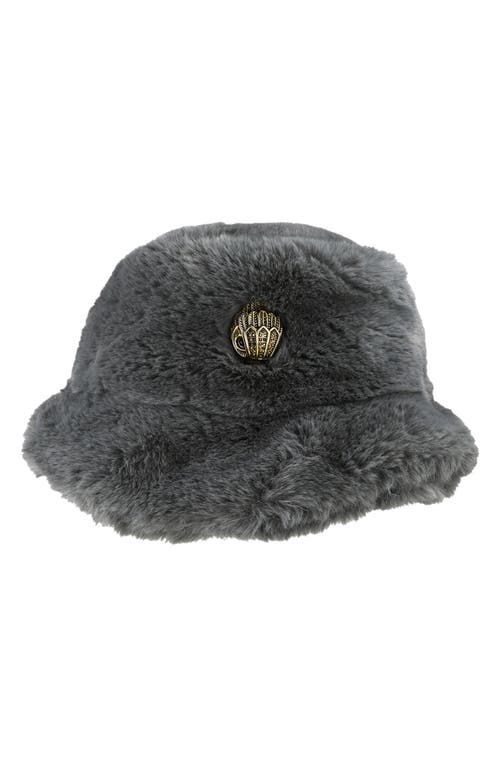Faux Fur Bucket Hat in Grey