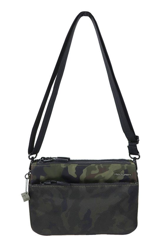Hedgren Peak Recycled Polyester Crossbody Bag In Olive Camo