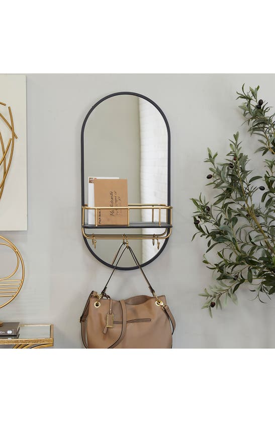 Shop Vivian Lune Home Shelf & Hooks Wall Mirror In Black