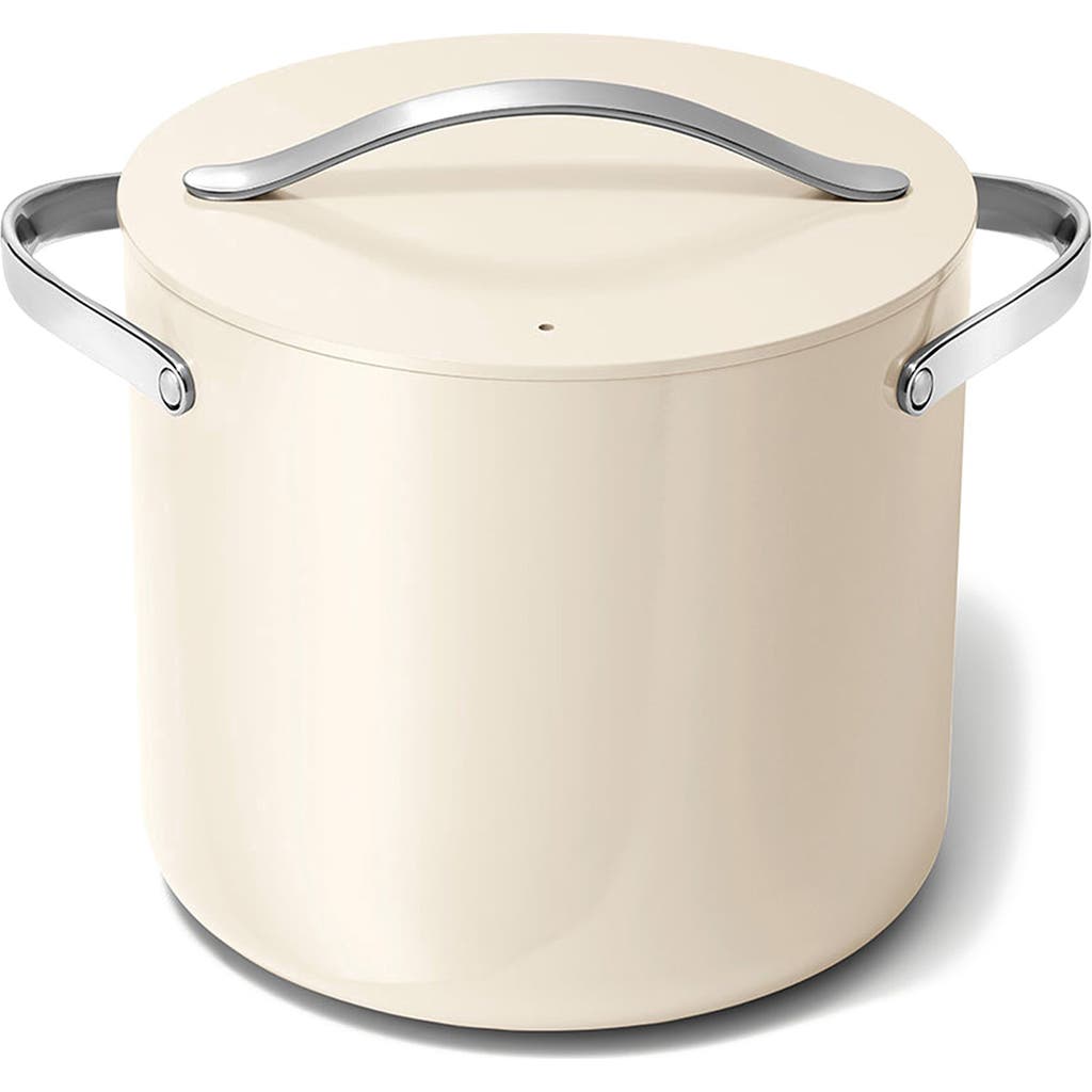 Caraway Nonstick Ceramic 12-quart Stockpot With Lid In Cream