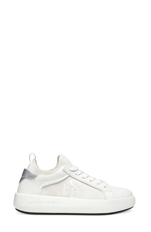 Stuart Weitzman 5050 Tech & Leather Sneakers In White/silver Leather