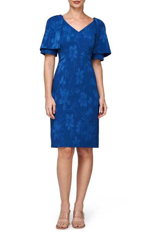 Trinity Floral Sheath Dress in Blue Quartz