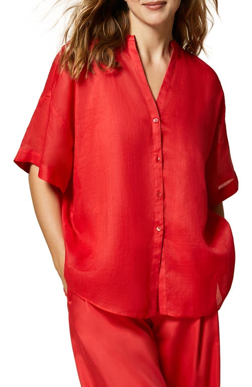 Marina Rinaldi Lightweight Button-Up Shirt in Red