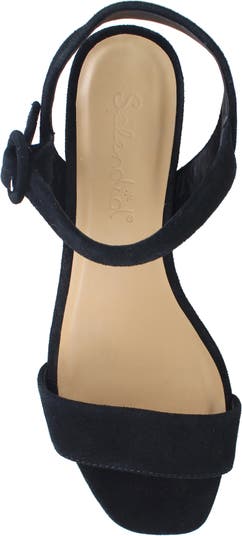 Alysa Peep Toe Platform Block Heels - Black