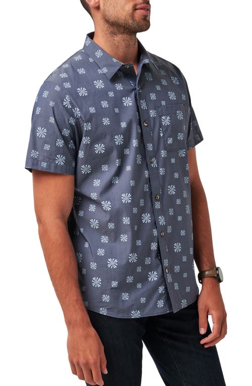 Shop Travismathew In The Rough Short Sleeve Stretch Button-up Shirt In Heather Total Eclipse