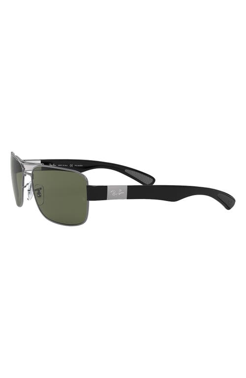 Ray Ban Ray-ban 64mm Polarized Oversize Square Sunglasses In Gunmetal/green