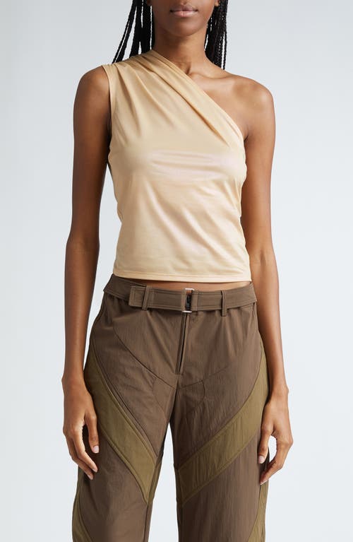 Miaou Jade Ruched One-Shoulder Top in Iridescent Beige at Nordstrom, Size Large