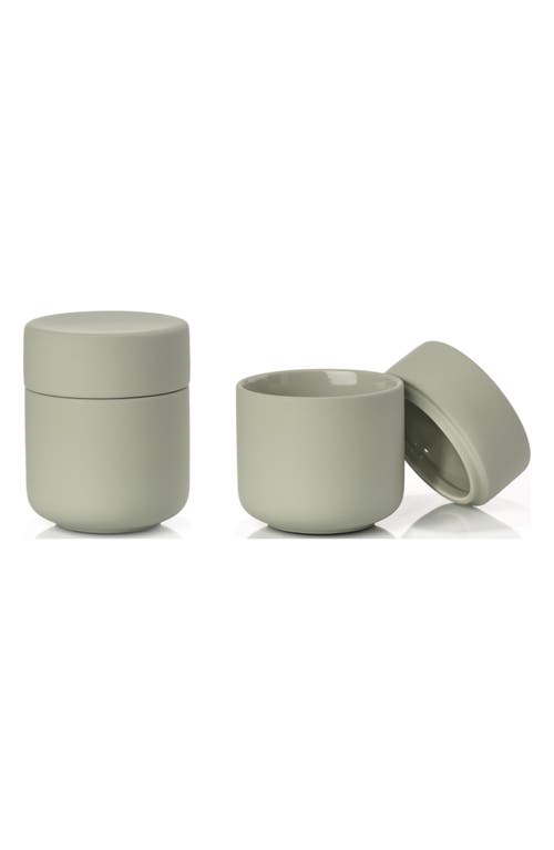 Shop Zone Denmark Ume Set Of 2 Ceramic Jars In Eucalyptus Green