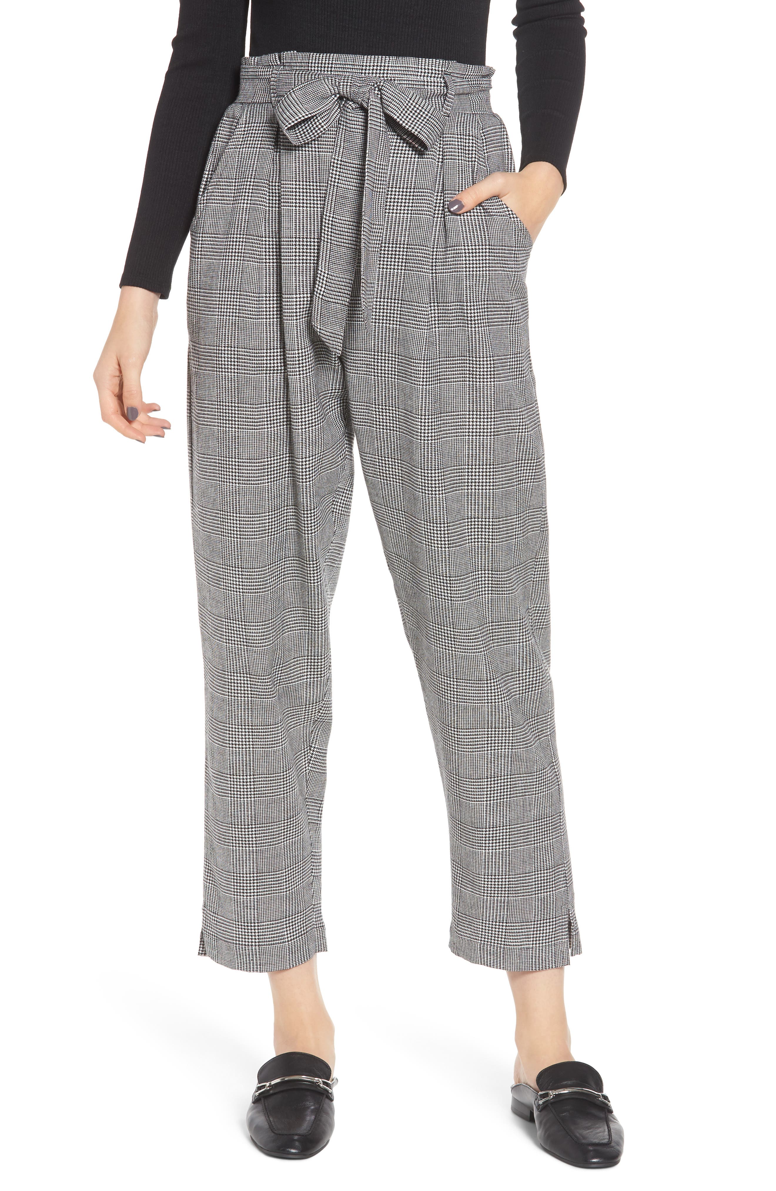 high rise glen plaid pants