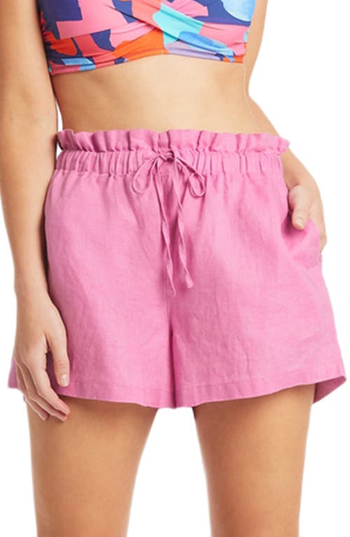 Sea Level Skipper Linen Cover-Up Shorts in Pink at Nordstrom, Size Large