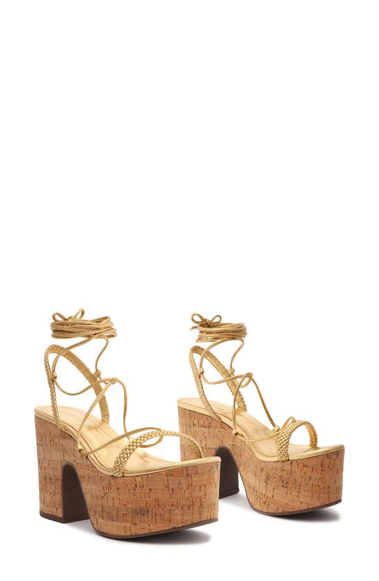 Shop Schutz Maxima Lace-up Platform Sandal In Ouro Claro Orch