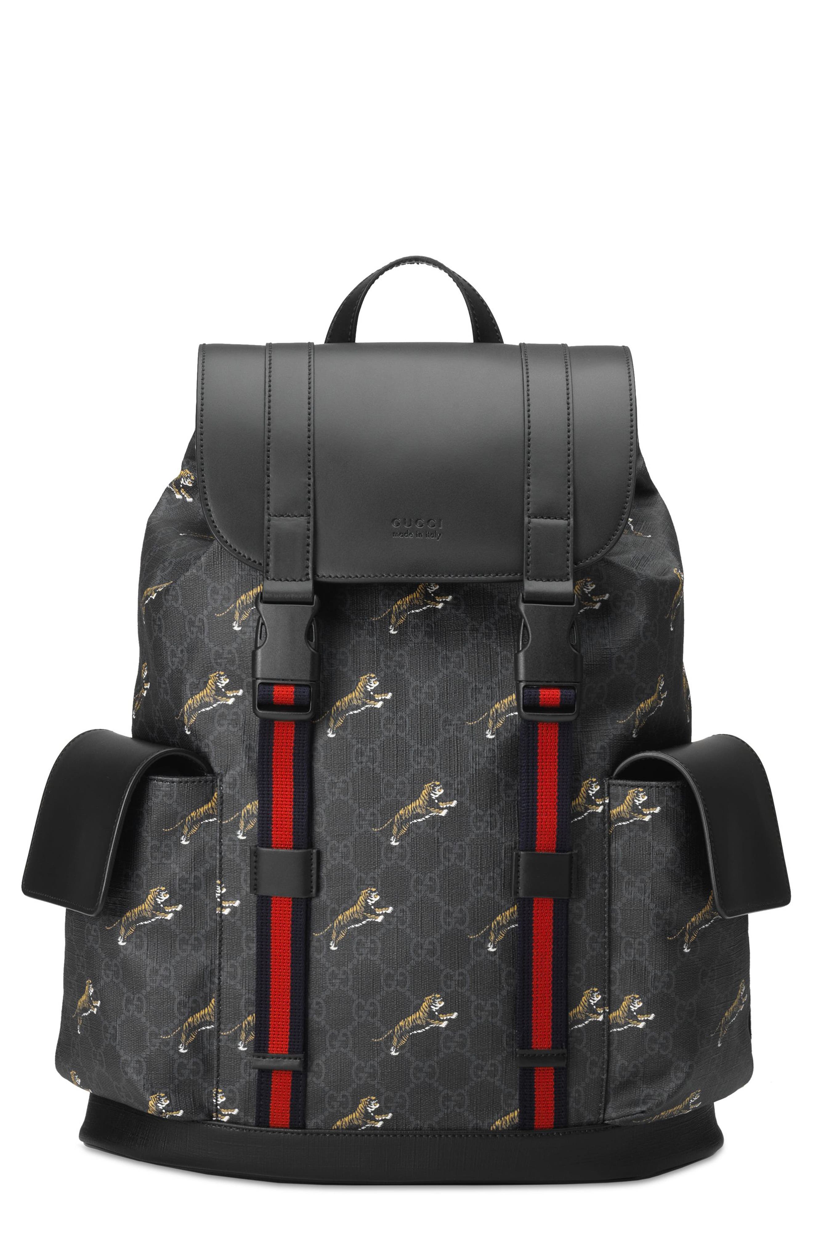 gucci tiger embroidered backpack
