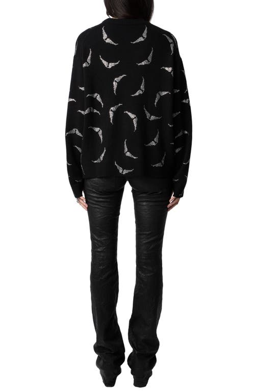 Shop Zadig & Voltaire Markus Strass Wings Cashmere Sweater In Noir