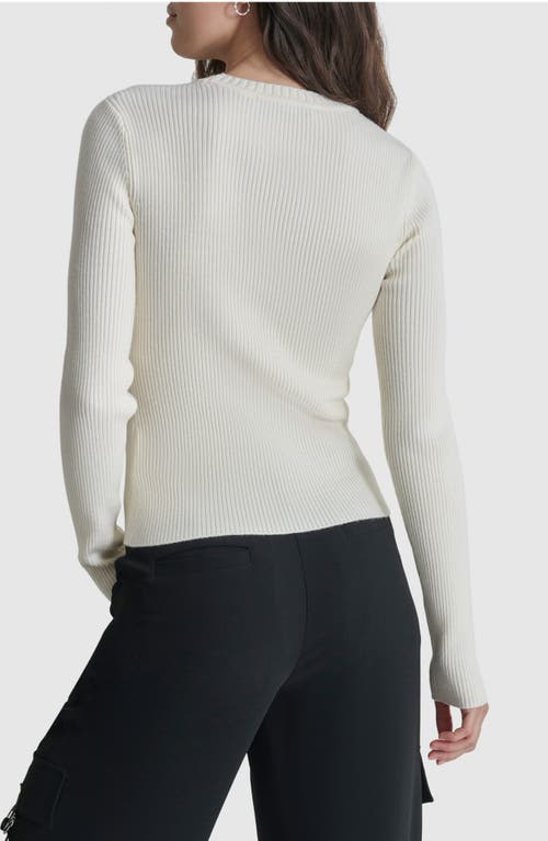 Shop Dkny Asymmetric Zip Detail Sweater In Ivory