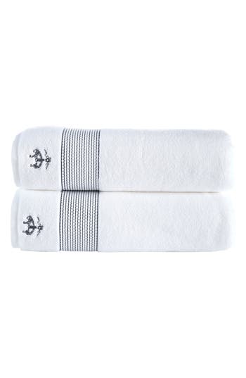 Shop Brooks Brothers 2-piece Robe Stripe Towel Set In Anthracite