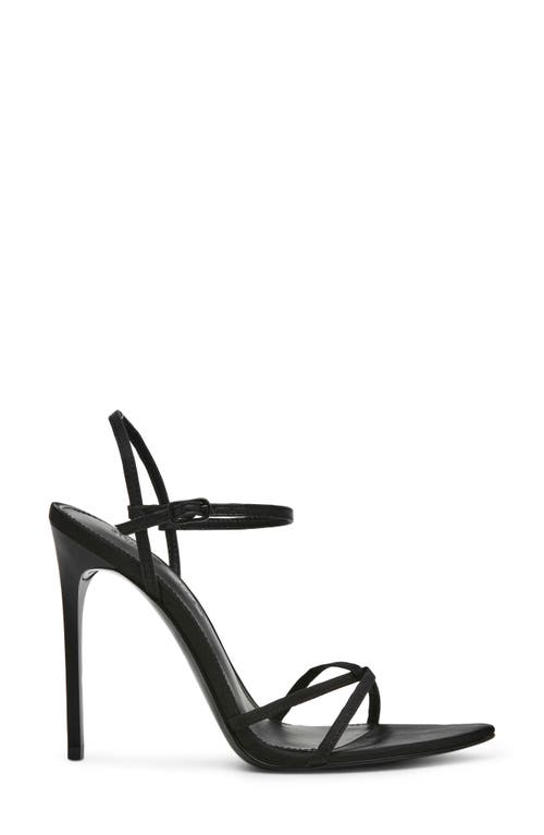 Shop Steve Madden Stellina Ankle Strap Sandal In Black Satin