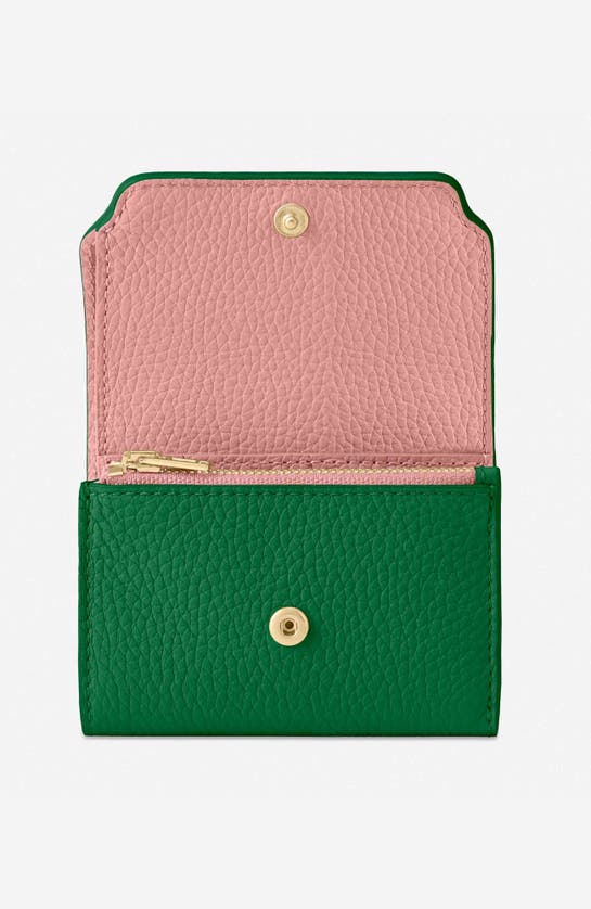 Maison De Sabre Maison De Sabré Leather Trifold Wallet In Emerald Lily