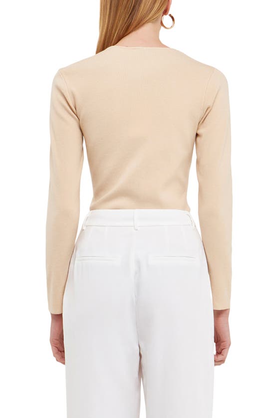 Endless Rose Long-sleeve Cutout Knit Top In Ivory