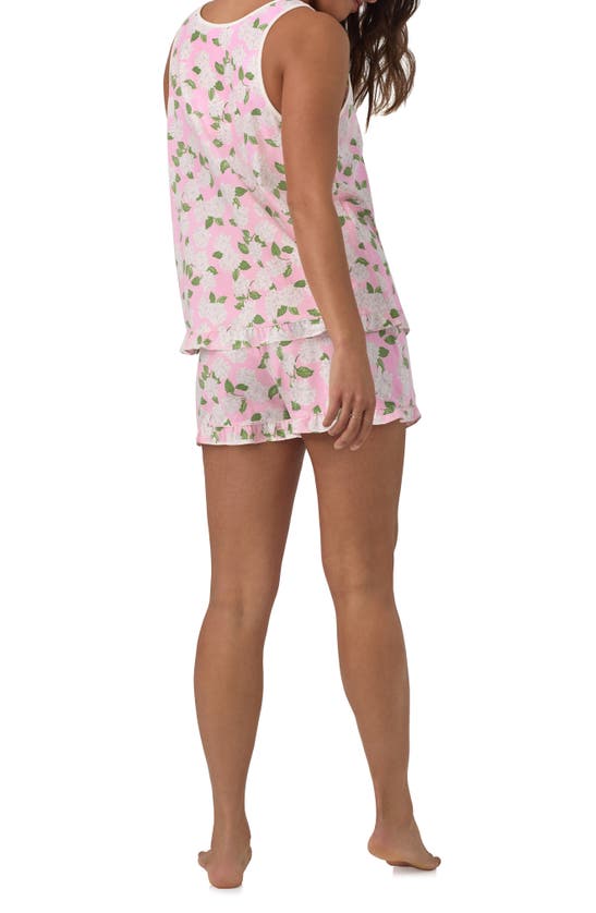 Shop Bedhead Pajamas Print Stretch Organic Cotton Jersey Tank Short Pajamas In Pink Summer Hydrangea
