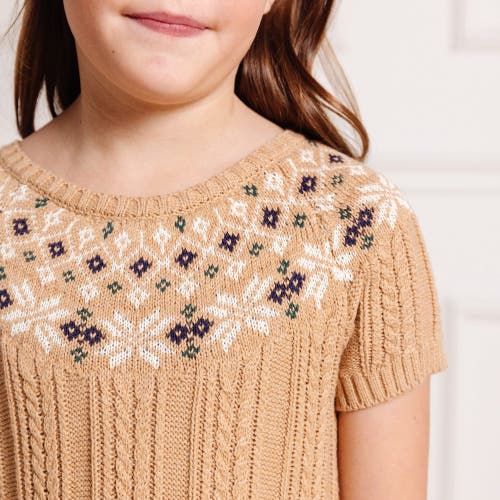 Hope & Henry Girls' Organic Fair Isle Cable Sweater Dress, Toddler In Ivory Fair Isle Cable