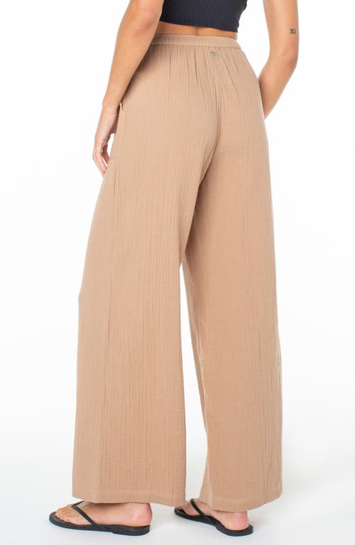 Shop Roxy What A Vibe Wide Leg Organic Cotton Gauze Pants In Amphora