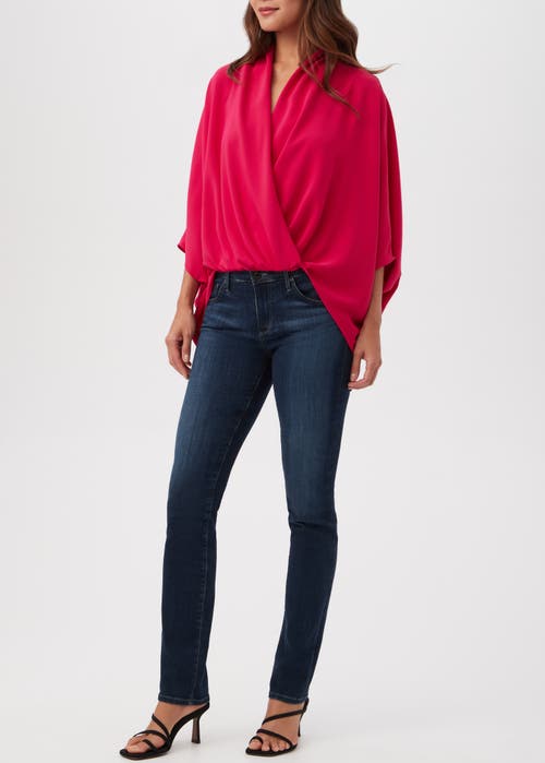 Trina Turk Concourse Draped Georgette Top In Fairy Fuchsia