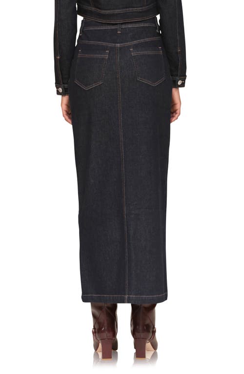 Shop Avec Les Filles Slit Denim Maxi Skirt In Rinse Wash