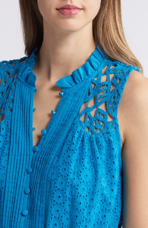 Shop Ciebon Sydnie Eyelet Embroidery Sleeveless Dress In Sea