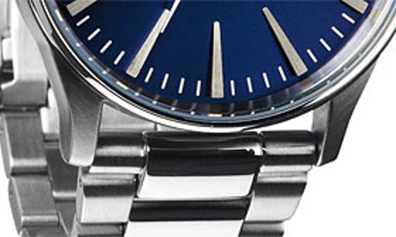 Shop Nixon Sentry Bracelet Watch, 42mm In Silver/ Blue Sunray