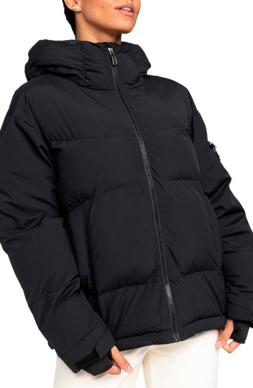 Roxy Alofted Water Resistant Hooded Puffer Jacket In Anthracite