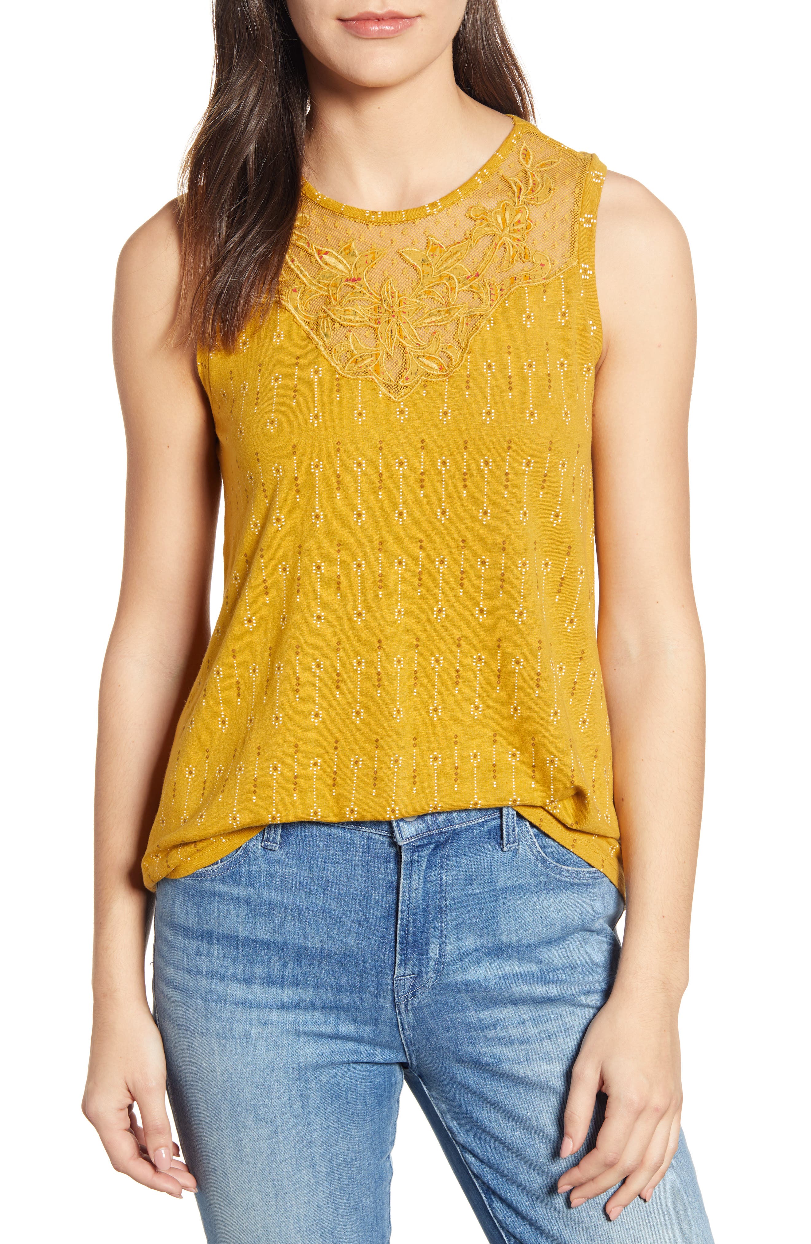 lucky brand applique tank