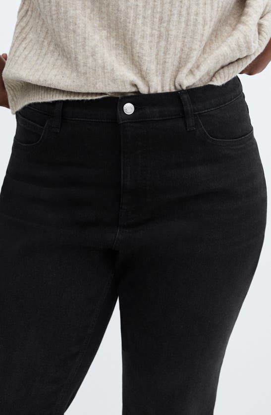 Shop Mango Comfort High Waist Straight Leg Mom Jeans In Black Denim