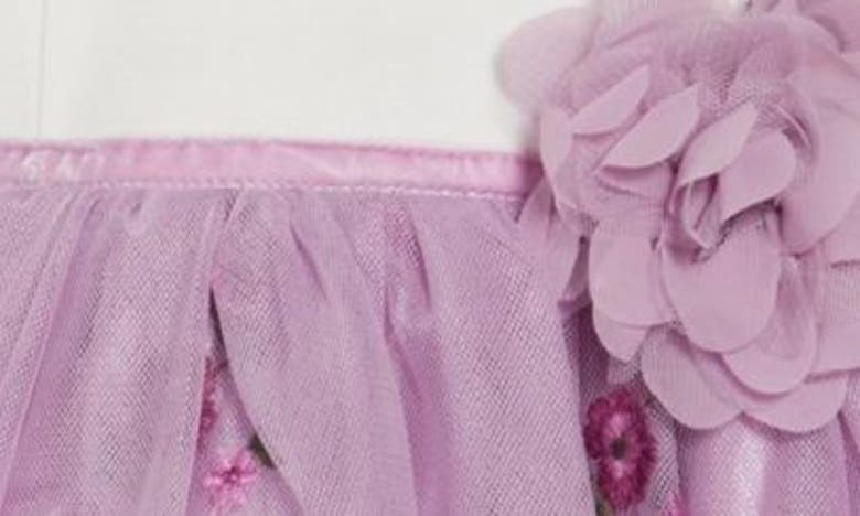 Shop Zunie Kids' Floral Ponte Dress In Dusty Lilac