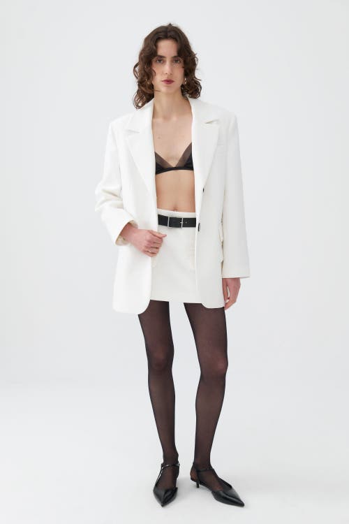 Shop Nocturne Leather Belted Mini Skirt In Ivory