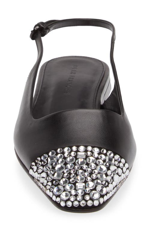Shop Dear Frances Tia Slingback Flat In Black W/crystals