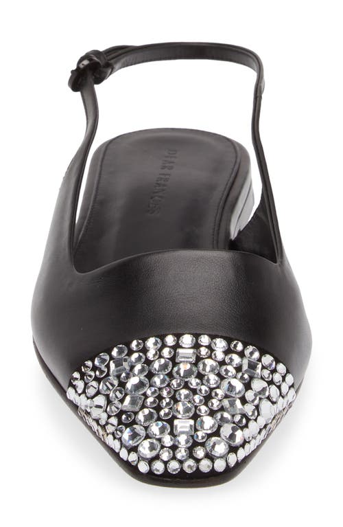 Shop Dear Frances Tia Slingback Flat In Black W/crystals