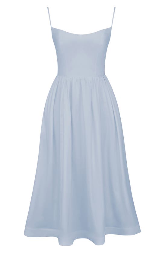 Shop House Of Cb Lolita Corset Cotton Blend Fit & Flare Dress In Soft Blue