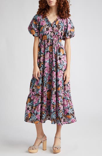 Banjanan Poppy Floral Print Organic Cotton Midi Dress | Nordstrom