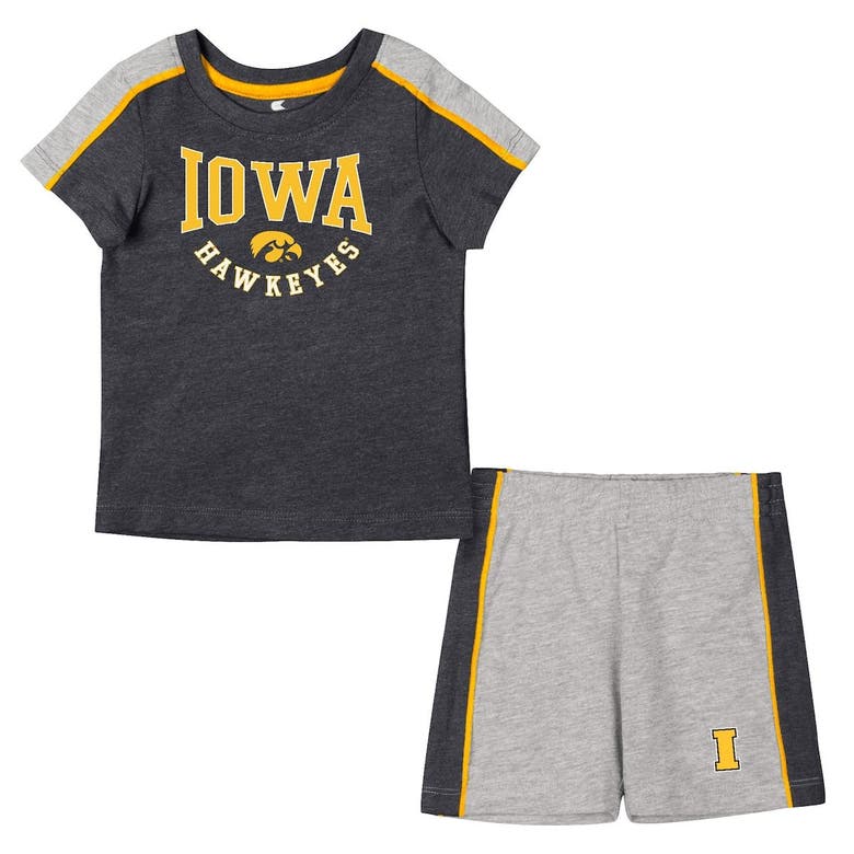 Colosseum Babies' Infant  Black/heather Gray Iowa Hawkeyes Norman T-shirt & Shorts Set