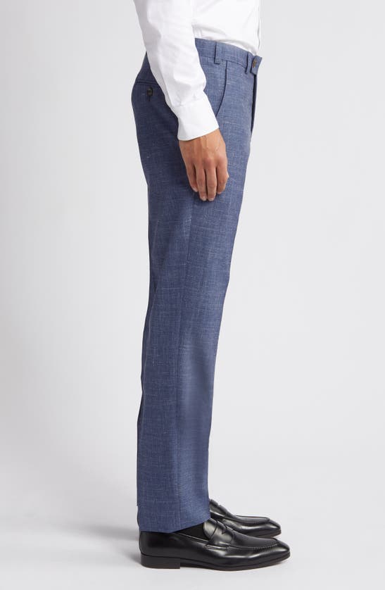 Shop Ted Baker Jerome Trim Fit Soft Constructed Flat Front Wool & Silk Blend Dress Pants In Blue