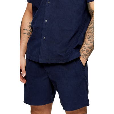 Topman Corduroy Shorts, Blue