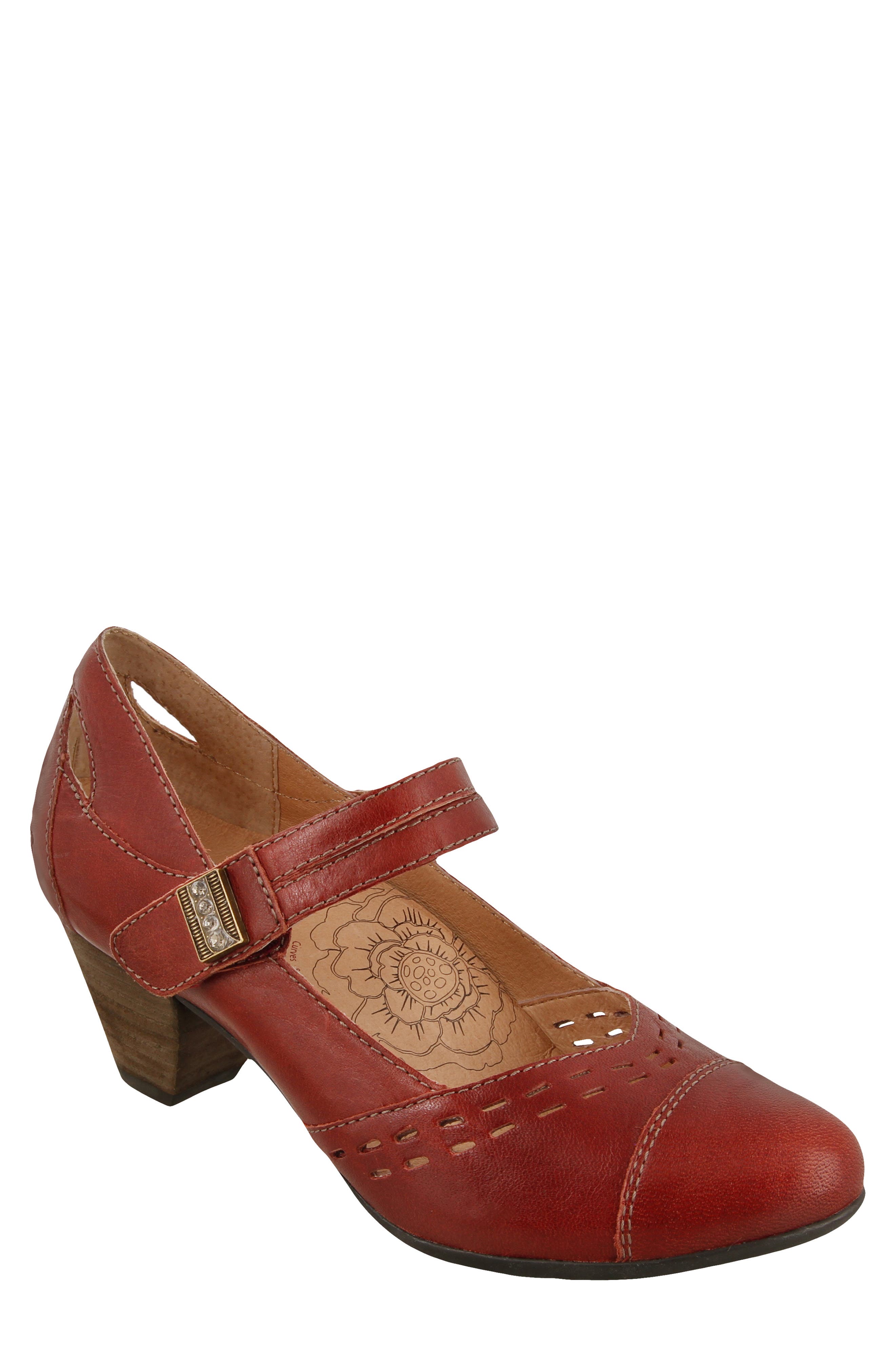 Taos Stunner Laser Cutout Mary Jane Pump, Red