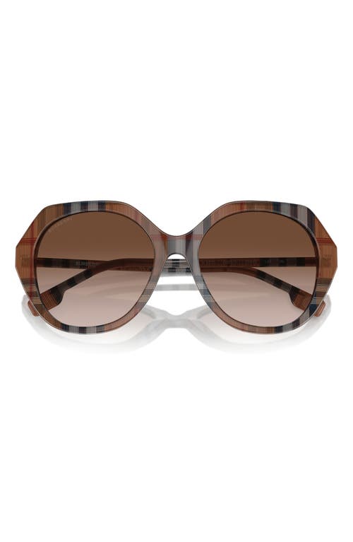 Shop Burberry 55mm Round Sunglasses In Brown Gradient